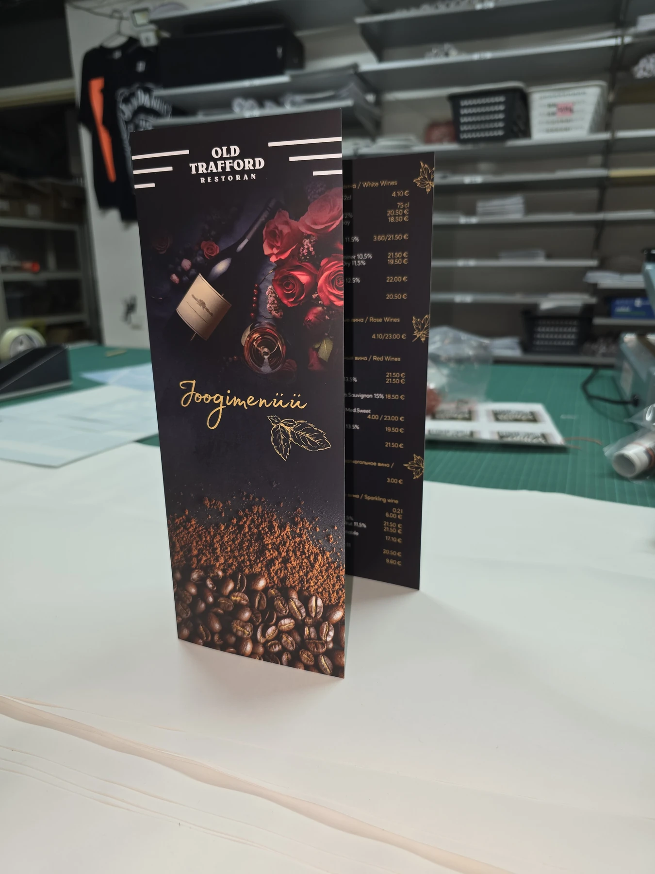 Restaurant menus with matte lamination